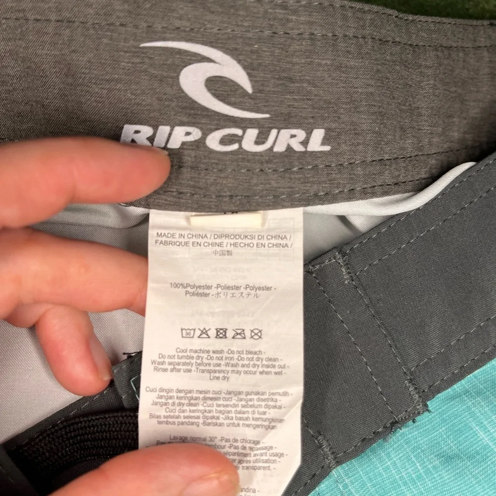 Rip Curl Board Shorts Mens 31 Teal Black Surf Swim Trunks